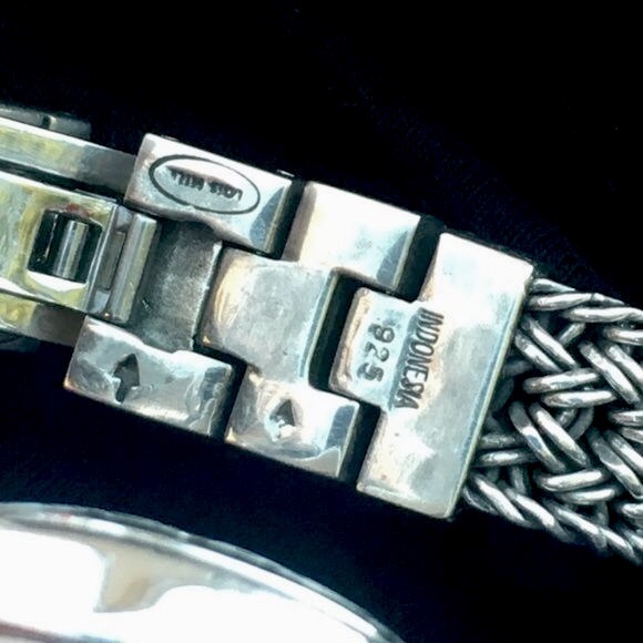 LOIS HILL White Round Face Watch Sterling Silver Bracelet & Roman Numeral Bezel - Picture 11 of 16